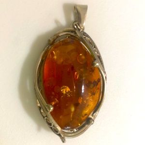 Genuine Baltic Amber Brooch Necklace Pendant from Lithuania